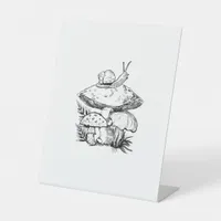 Cottagecore Goblincore Mushroom Snail Pedestal Sign