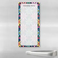 Retro Bright Colors Flower Power Personalized  Magnetic Notepad