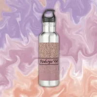 Elegant Rose Glitter Monogram Name | Stainless Steel Water Bottle