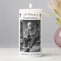 Black Cross and Poem Photo Memorial Pillar Candle