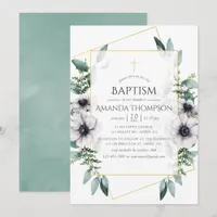 Eucalyptus Anemone Geometric Baptism/Christening Invitation