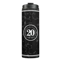 Elegant Black Marble 20 Years Work Anniversary Thermal Tumbler