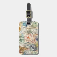 Passport stamps vintage luggage tag