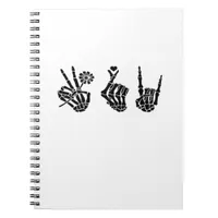 Peace And And Roll Skeleton Hands Classic Notebook