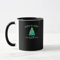 Let's Get Lit Funny Drunk Drinking Christmas Tree  Mug