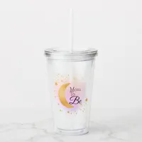 Mom to Be Pink Over the Moon Baby Shower Acrylic Tumbler