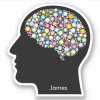 Human Head Silhouette With Brain Outlined Sticker