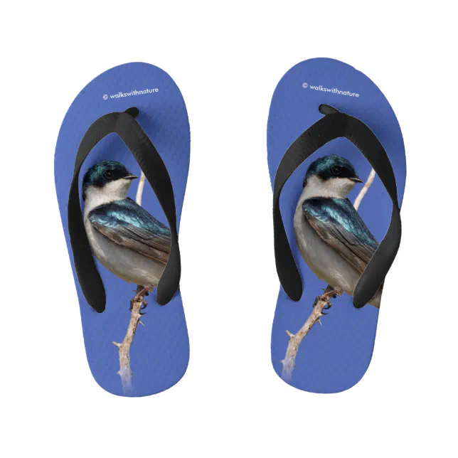 Sunlit Profile of a Tree Swallow Songbird Kid's Flip Flops