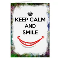 Keep Calm and Smile Grunge Border Cards