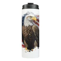 *~*  AP16 Bald EAGLE Patriotic We The People Flag Thermal Tumbler