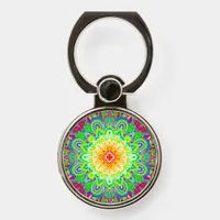 Pretty Rainbow Colored Mandala Abstract Art  Phone Ring Stand
