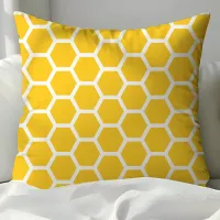 Chic Yellow Honeycomb Pattern Throw Pillow