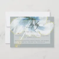 Wedding RSVP | Blue Watercolor Hibiscus Flower