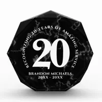 Elegant Black Marble 20 Years Work Anniversary Photo Block