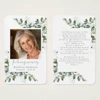 Photo Eucalyptus Funeral Memorial Prayer Card