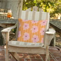 Pink Flowers And Stripes Throw Pillow