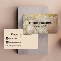 Modern Glam Gold Glitter On Beige Marble Paint Business Card