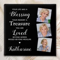 Custom 3 Photo Remembrance Memorial Funeral Button