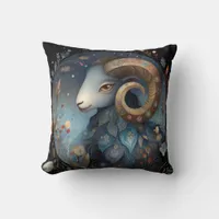 Aries Ram Zodiac Astrology Mystical Birthday Throw Pillow