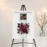 Burgundy Flowers, Foliage and Pearls Personalized  Foam Board