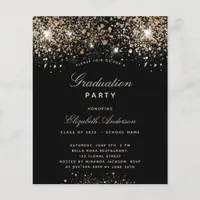 Budget graduation party black gold glitter