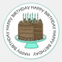 Happy Birthday Chocolate Cake   Classic Round Sticker