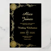 Elegant Classic Black Gold Foil Wedding Invitation