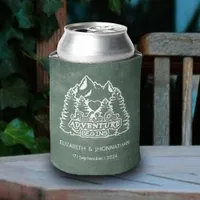 Rustic Mountains Adventure Begins Green Wedding Can Cooler