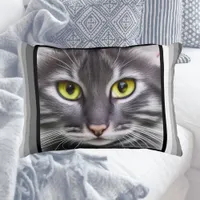 Wonderful cat in portrait on modern stripes  accent pillow