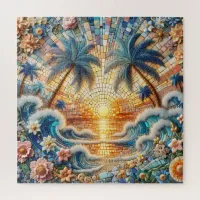 Magical Mosaic Tropical Ocean Sunset Jigsaw Puzzle