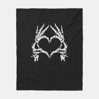 Skeleton Heart Hands - Halloween - Skeleton Hands  Fleece Blanket