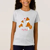 Cute foxes with hearts, hand drawn  T-Shirt