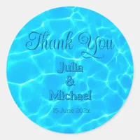  Azure Turquoise Bleu Water Reflection Minimalism Classic Round Sticker