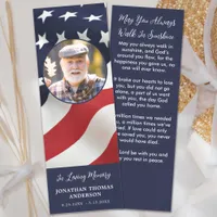 Memorial Prayer Card Veteran Funeral American Flag Bookmarks