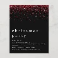 PAPER | Red Glitter Christmas Party Black Invite