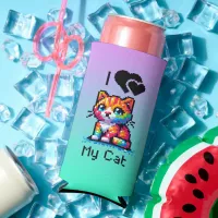 I Love My Cat | Pixel Art Personalized Seltzer Can Cooler