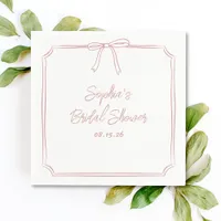 Chic Dusty Rose Simple Classic Bow Bridal Shower Napkins