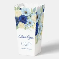 Navy Royal Bue Wedding Watercolor Ivory Flowers Favor Boxes