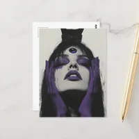 Woman with cat and third eye postcard