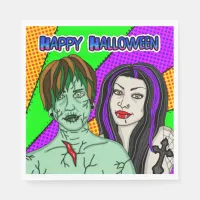 Halloween Party | Pop Art zombie Vampire  Napkins