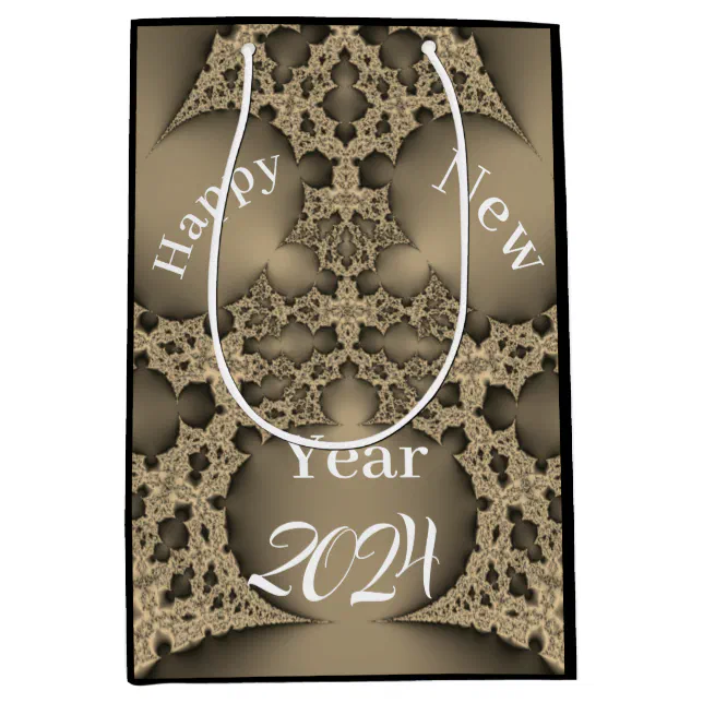 Happy New Year - golden fractal Medium Gift Bag