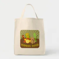 Awesome Veggies Rock Cartoon Fun Salad Tote Bag