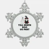 Halloween Wedding Anniversary - Till Death Boo Us  Snowflake Pewter Christmas Ornament