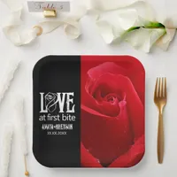 Gothic Red Roses Love at First Bite Wedding Paper Plates