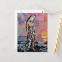 The Fish Lady Collage Postcard