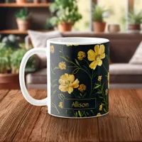 Elegant Yellow Buttercup Flower Coffee Mug