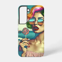 Beautiful Retro Pop Art Woman with Lollipop Samsung Galaxy S22 Case