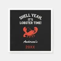 Red lobster party quote name retro black napkins
