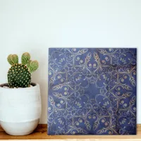 Blue And White Vintage Whitewashed Stone-Look Ceramic Tile