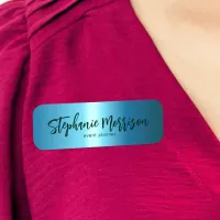 Night Blue Metallic Minimalist Trendy Script  Name Tag